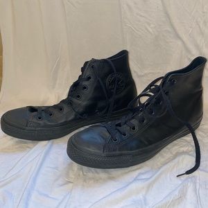 Converse high tops. Black leather. Size 12